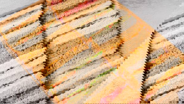 vegan sandwich platter sealed box perfect for upcoming office lunch delivery next day