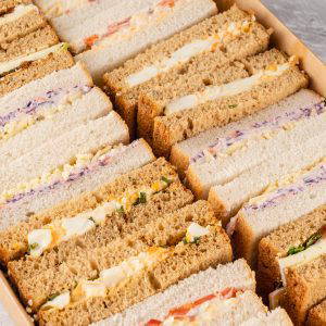 vegetarian sandwich platter sealed box perfect for upcoming office lunch delivery next day