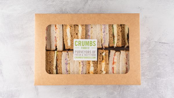 vegetarian sandwich platter sealed box perfect for upcoming office lunch delivery next day